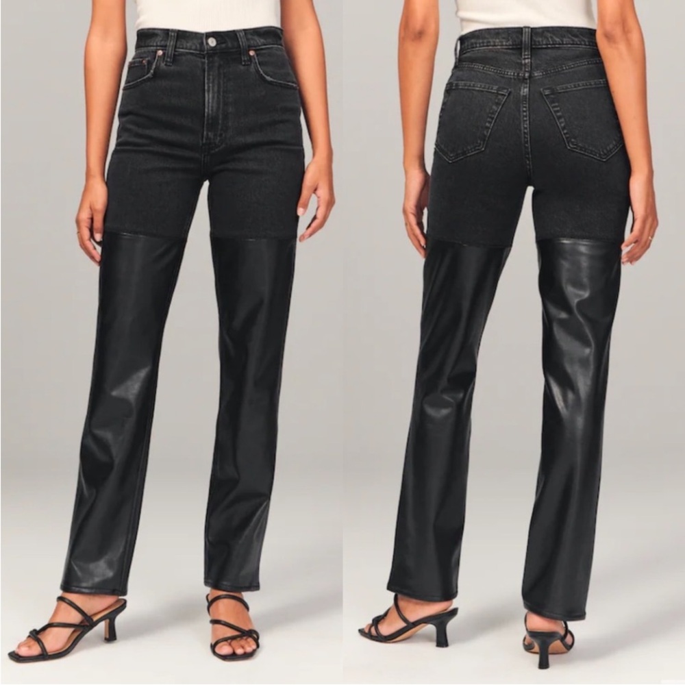Abercrombie & Fitch Mixed Fabric Ultra High Rise 90s Straight Jean 28 6R